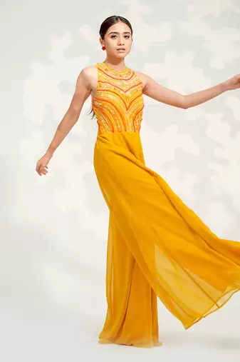 Yellow Georgette Jumpsuit