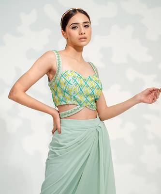 Mint Green Dhoti Cape Set 5