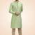Green printed art silk kurta-pajama
