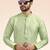 Green printed art silk kurta-pajama
