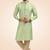 Green printed art silk kurta-pajama