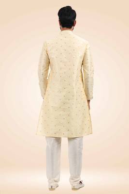 Fawn printed art silk kurta-pajama 2