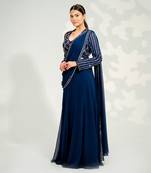 Blue Georgette Saree Lehenga set