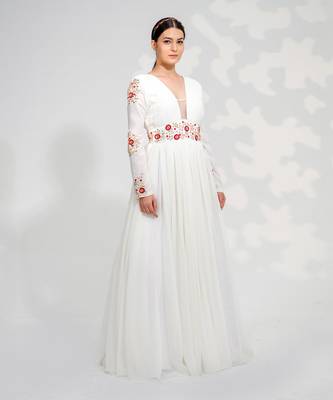 White Floral Anarkali Set 2