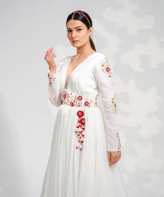 White Floral Anarkali Set 4