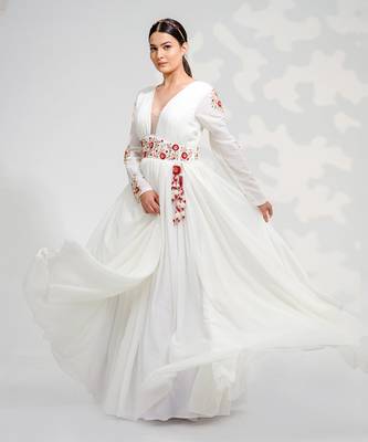 White Floral Anarkali Set 5