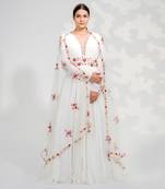 White Floral Anarkali Set