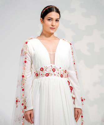 White Floral Anarkali Set 6