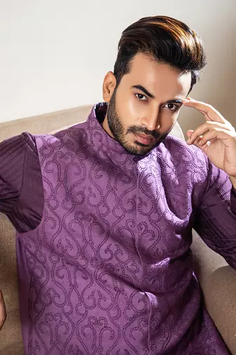 Purple French Knot Embroidered Jacket