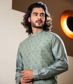 Sage Green Hand Embroidered Jacket.