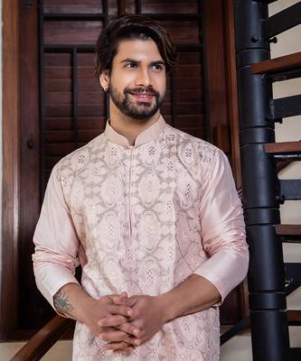 Powder Pink Applique Kurta Set. 2