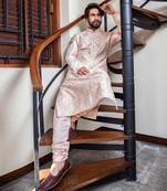 Powder Pink Applique Kurta Set.