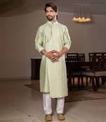 Light Green Layered Kurta Set.