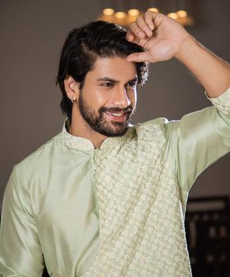 Light Green Layered Kurta Set. 2