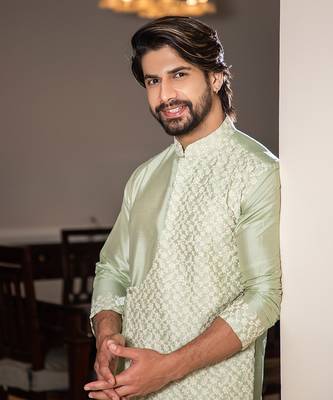 Light Green Layered Kurta Set. 3