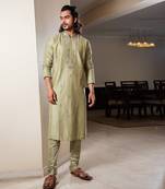 Mehendi Green Heavy Mirror Work Kurta Set