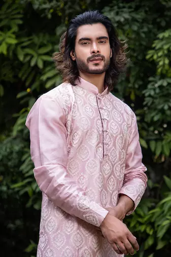 Mauve Embroidered Kurta Set.