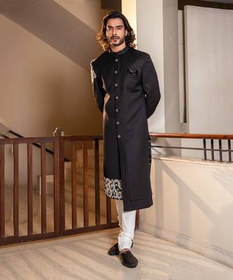 Black Hand Embroidered Bandhgala 1