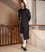 Black Hand Embroidered Bandhgala