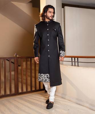 Black Hand Embroidered Bandhgala 3