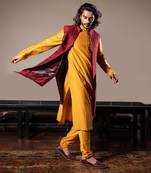 Honey Yellow Thin Pleats Kurta And Churidar.
