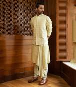 Pale Green Hand Embroidered Bandi With Draped Kurta Set
