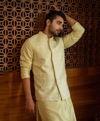 Pale Green Hand Embroidered Bandi With Draped Kurta Set 2