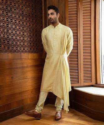 Pale Green Hand Embroidered Bandi With Draped Kurta Set 3