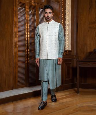 Hand Embroidered Bandi With Asymmetric Kurta Set 1