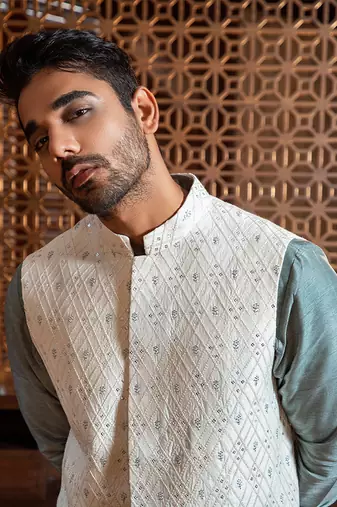 Hand Embroidered Bandi With Asymmetric Kurta Set