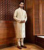 Beige Pintuck Kurta Set