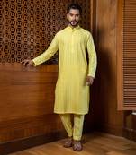 Yellow Pintuck Kurta Set