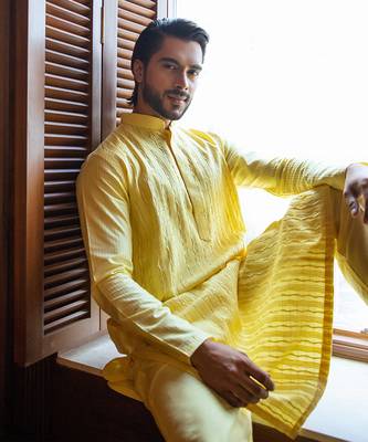 Yellow Pintuck Kurta Set 2