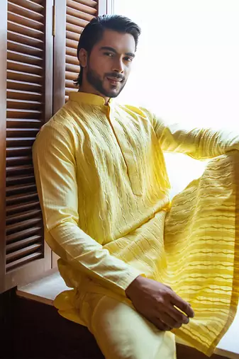 Yellow Pintuck Kurta Set