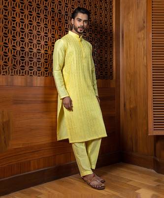 Yellow Pintuck Kurta Set 3