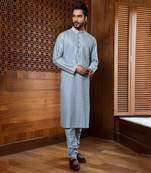 Frost Blue Shell Tucks Kurta Set