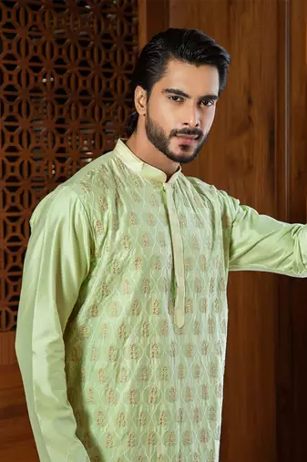 Mint Green Embroidered Kurta Set