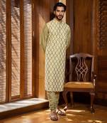 Green Floral Embroidered Kurta Set