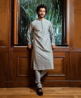 Grey Shadow Embroidered Kurta Set 3