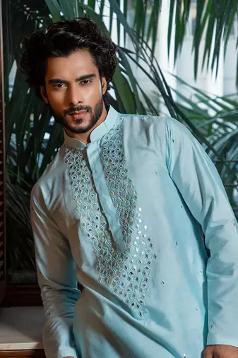 Sky Blue Embroidered Kurta Set