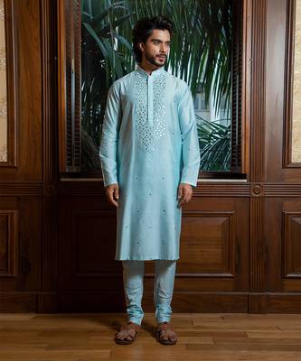 Sky Blue Embroidered Kurta Set 3