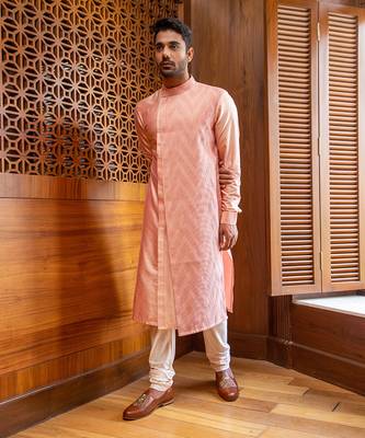 Peach Asymmetric Layered Kurta Set 1