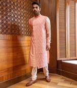 Peach Asymmetric Layered Kurta Set