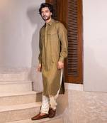 Olive Pathan Kurta With Salwar