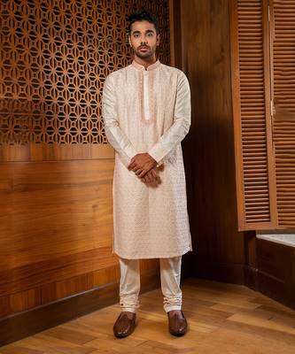 Pink Hand Embroidered Kurta Set 1