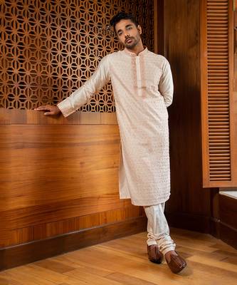 Pink Hand Embroidered Kurta Set 2