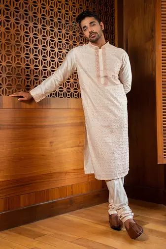 Pink Hand Embroidered Kurta Set