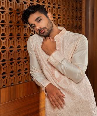 Pink Hand Embroidered Kurta Set 3