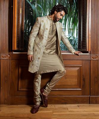 Embroidered Long Bandhgala With Kurta Set 2