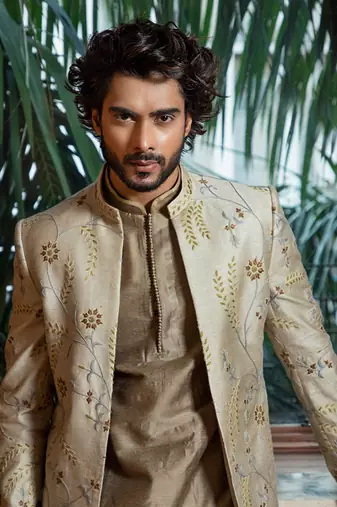 Embroidered Long Bandhgala With Kurta Set